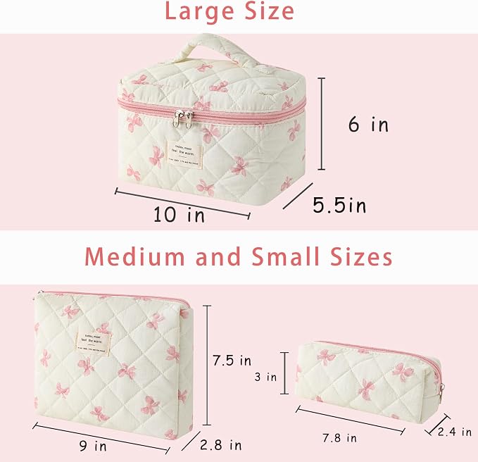 25 3pcs Beige Pink Bow