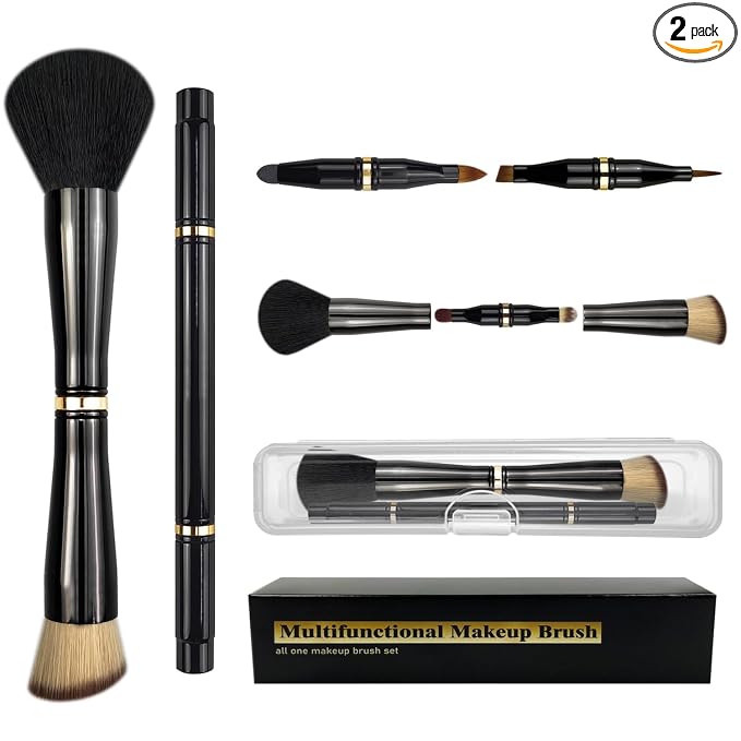 4 in 1 makeup brush-Black-2pcs