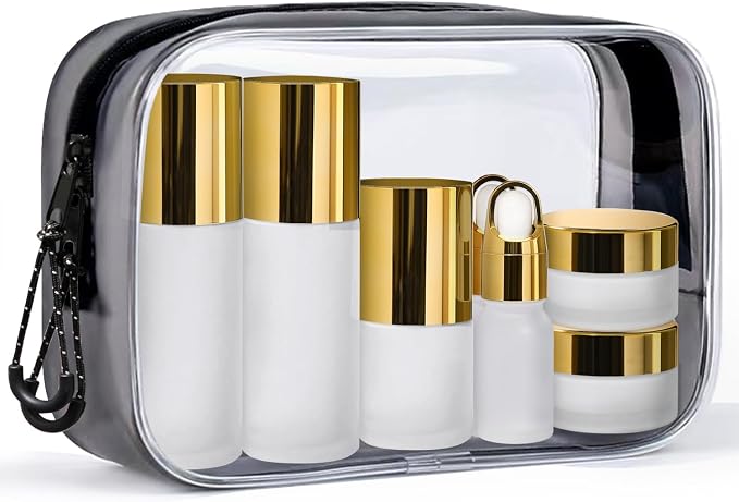 Frosted Glass Bottle with Gold Lid