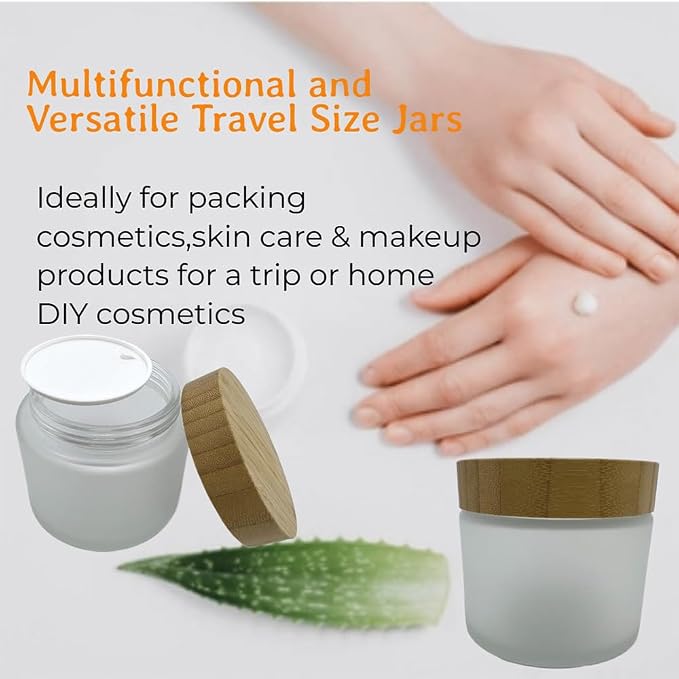 Glass frost clear jar with bamboo lid