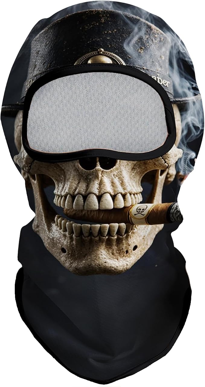 Skull Face With Cigarette in Mouth