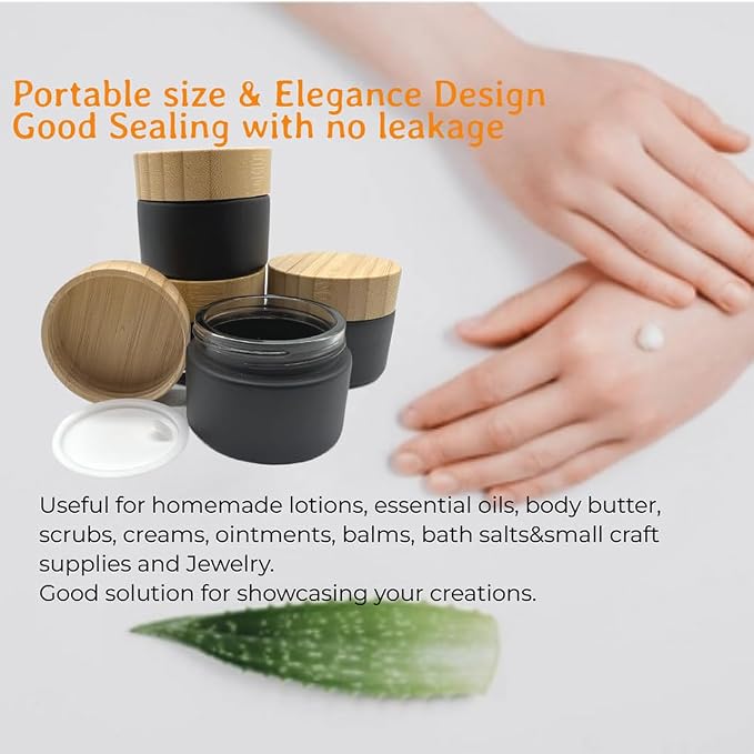 Glass matt black jar with bamboo lid