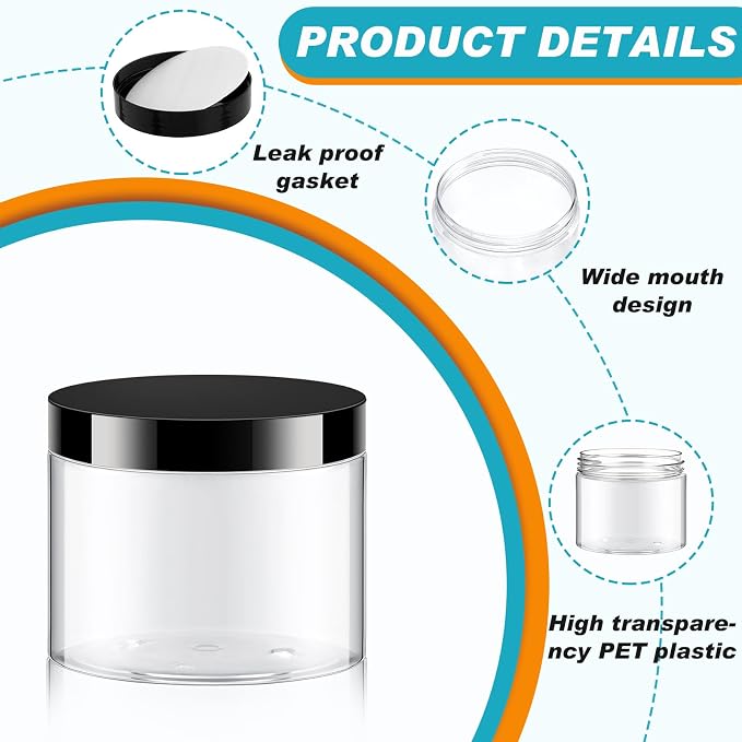 Clear with Black Lid