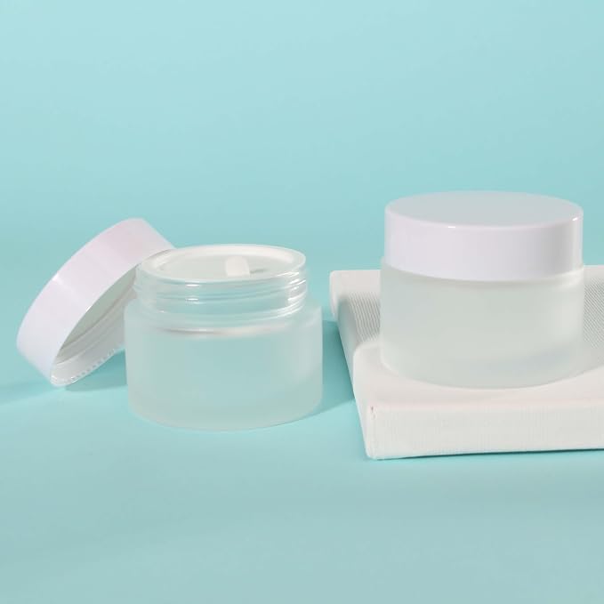 Frosted jar white lid