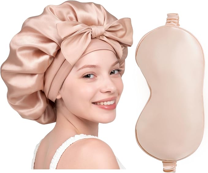 Sleep Bonnet+eye Mask -Pink