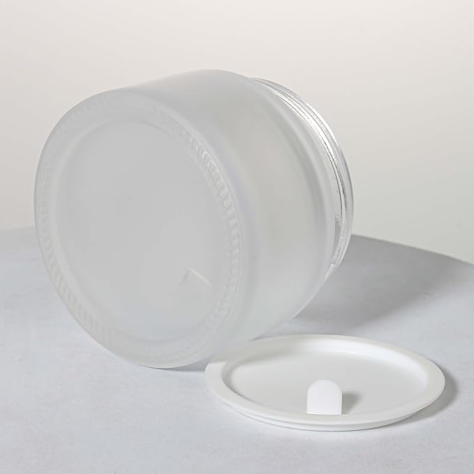 Frosted jar white lid