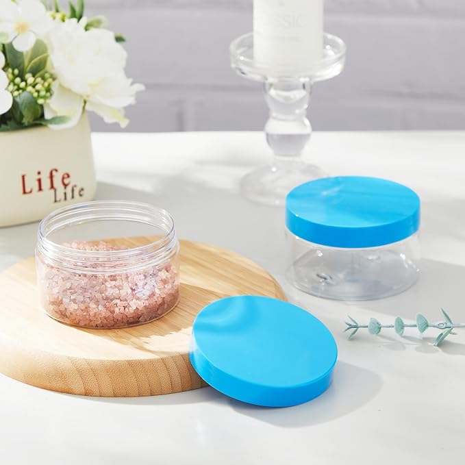 Clear with Blue Lid