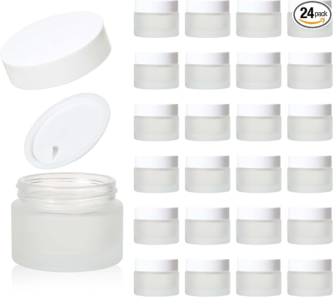 Frosted jar white lid
