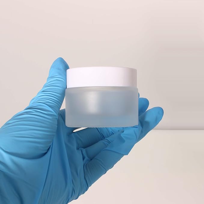 Frosted jar white lid