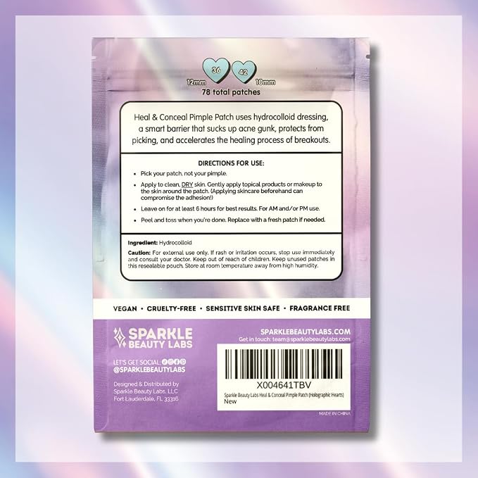 Holographic Hearts - 78 count (3 sheets)