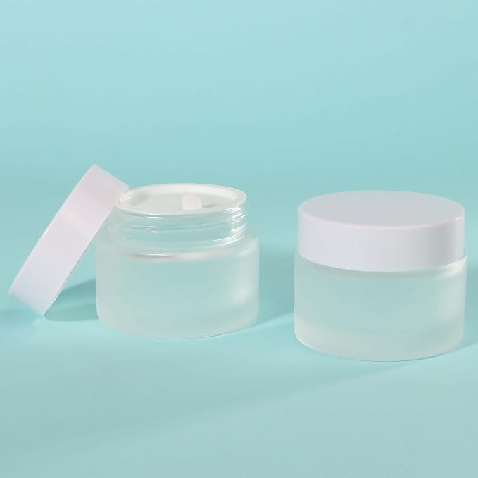 Frosted jar white lid