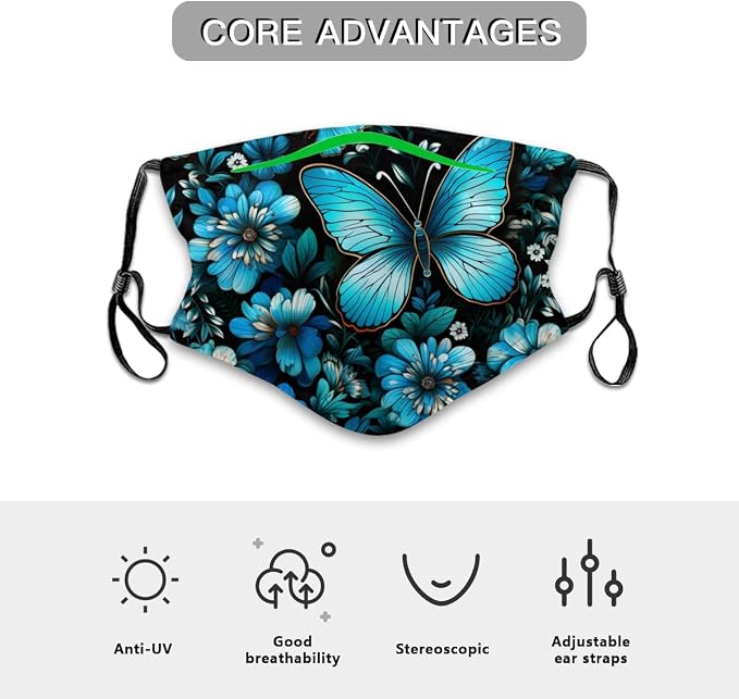Blue Butterfly Flower Pattern