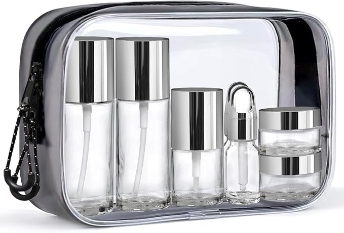 Clear Glass Bottle with Silver Lid
