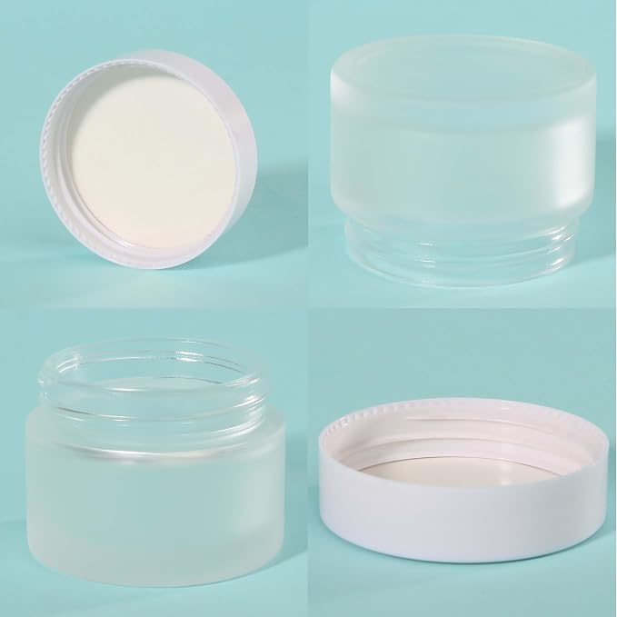 Frosted jar white lid