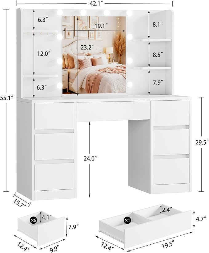 White 7 Drawers