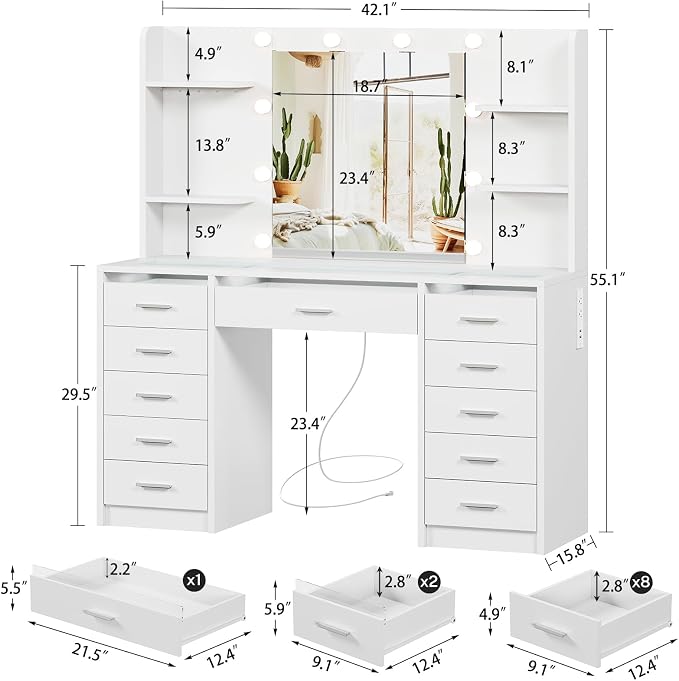White Rgb With 11 Drawers