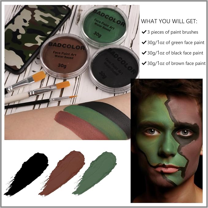 Black+Green+Brown+3Pcs Brushes