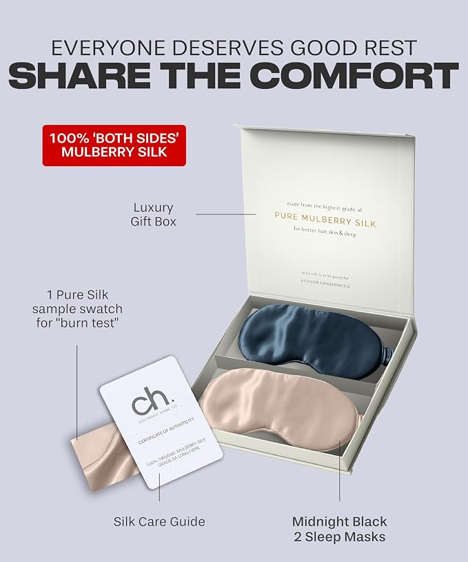 2-pk Silk Eye Mask - Nude Champagne & Midnight Blue