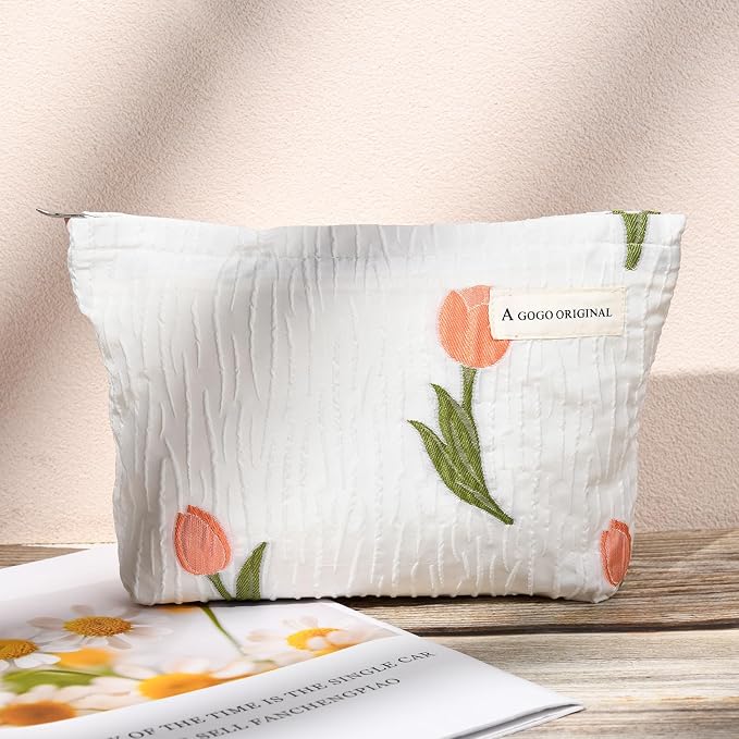 Embossed white pink flower