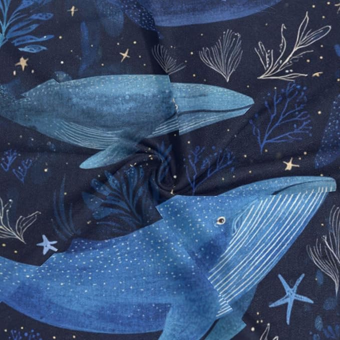 Whale Starfishes and Seaweed Blue