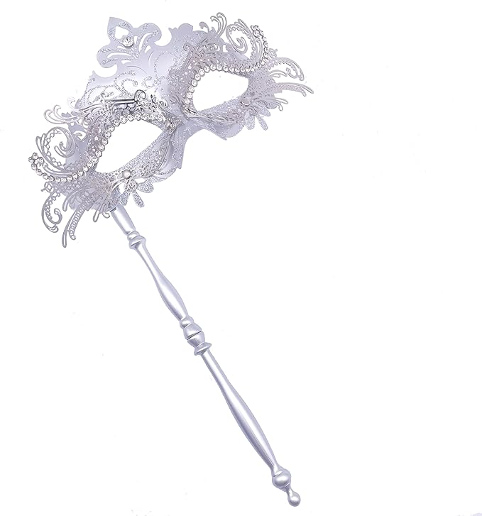 Masquerade Mask With Stick Sliver