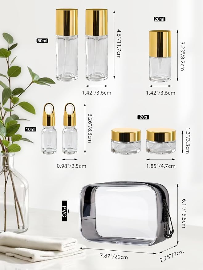 Clear Glass Bottle with Gold Lid