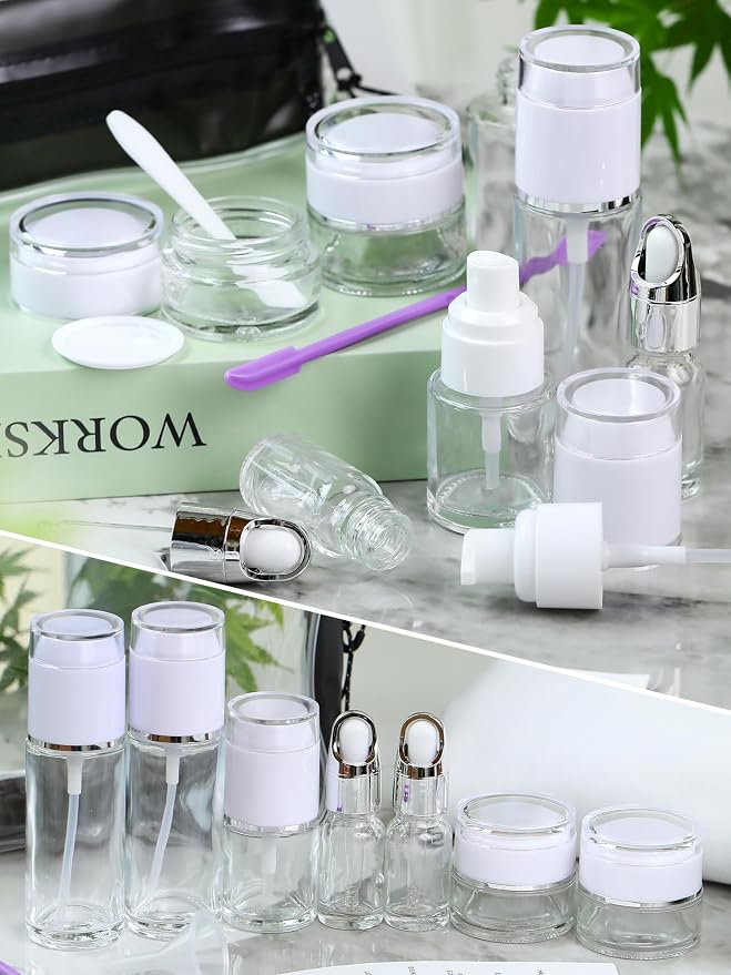Clear Glass Bottle with White Lid