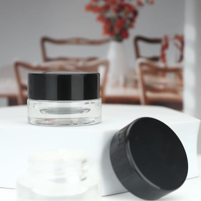 Clear jar black lid