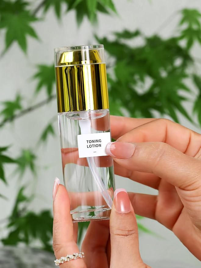 Clear Glass Bottle with Gold Lid