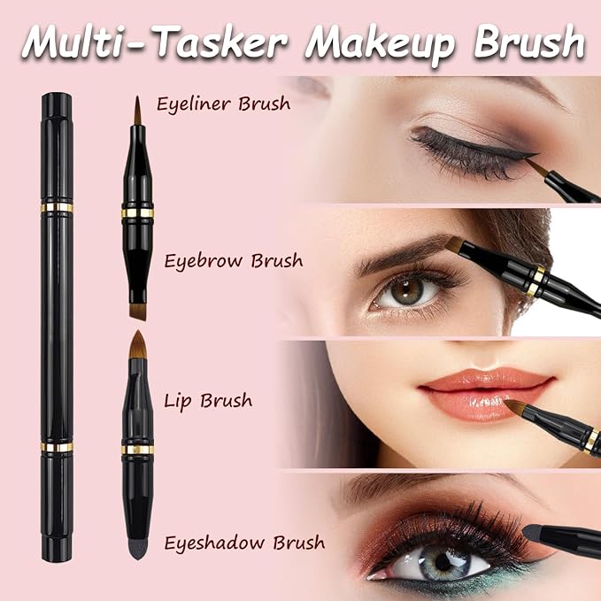 4 in 1 makeup brush-Black-2pcs