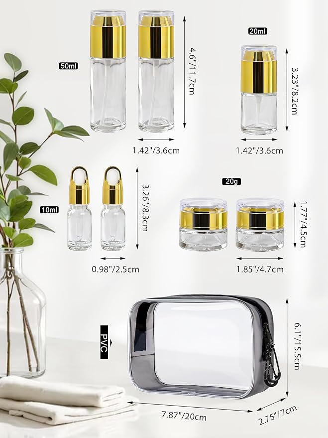 Clear Glass Bottle with Gold Lid