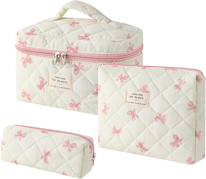 25 3pcs Beige Pink Bow
