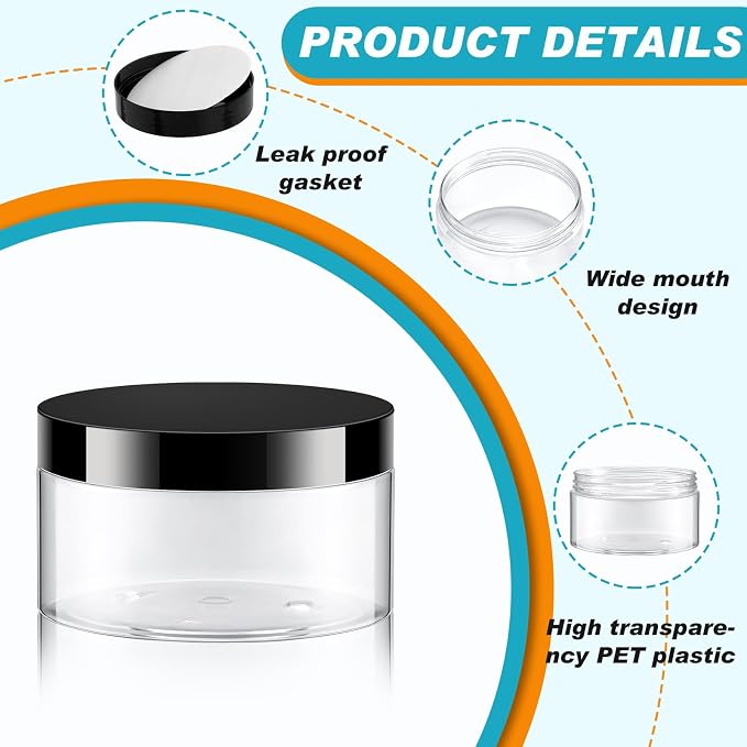 Clear with Black Lid