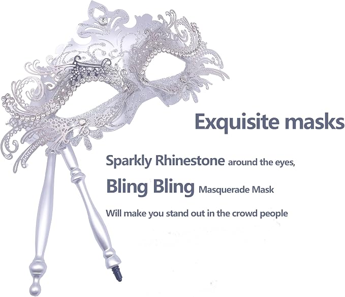 Masquerade Mask With Stick Sliver