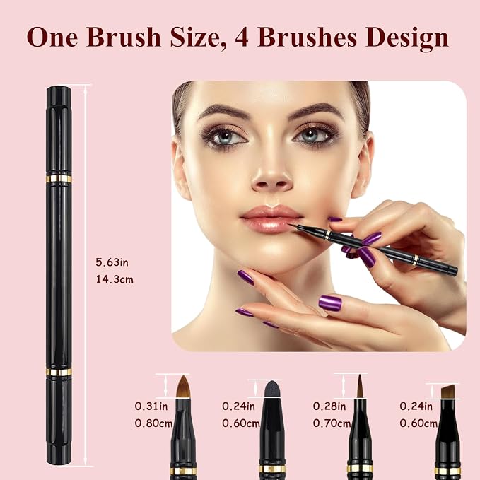 4 in 1 makeup brush-Black-2pcs