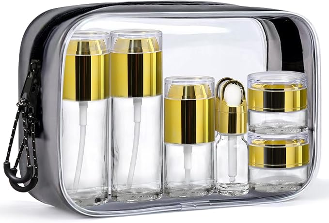 Clear Glass Bottle with Gold Lid