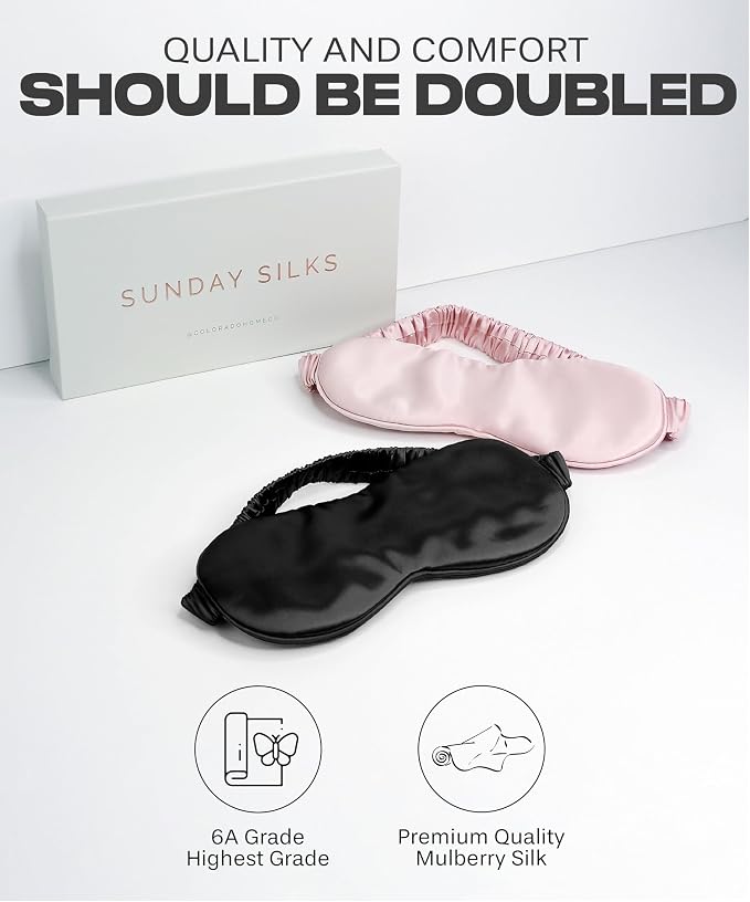 2-pk Silk Eye Mask - Nude Champagne & Midnight Blue