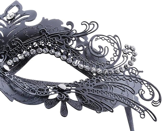Masquerade Mask With Stick Black