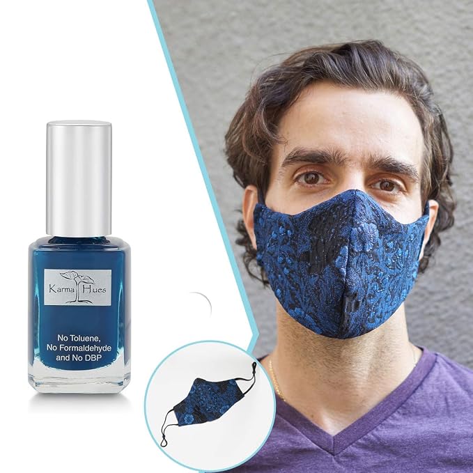 Blue Floral Lurex Mask