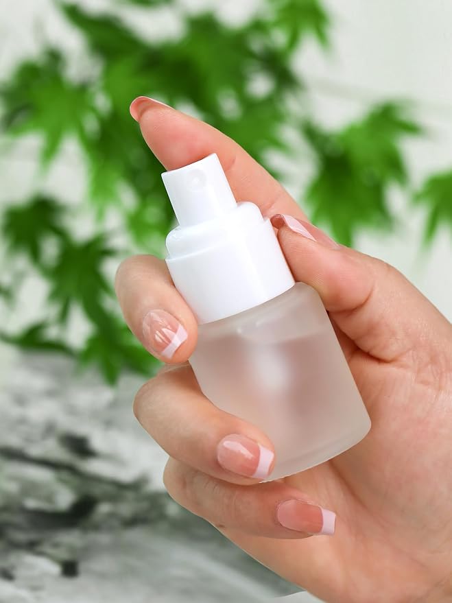 Frosted Glass Bottle with White Lid