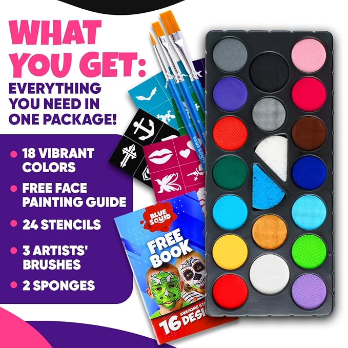 18 Color Face Paint Kit