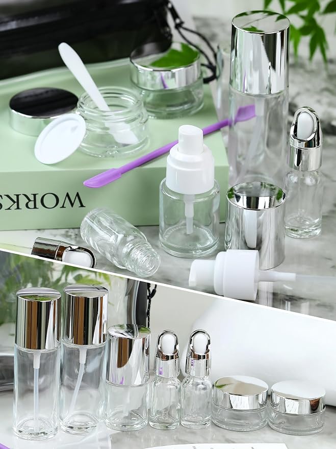 Clear Glass Bottle with Silver Lid