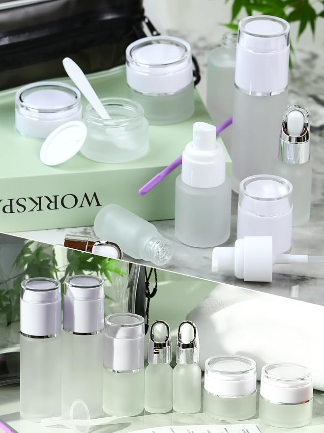 Frosted Glass Bottle with White Lid