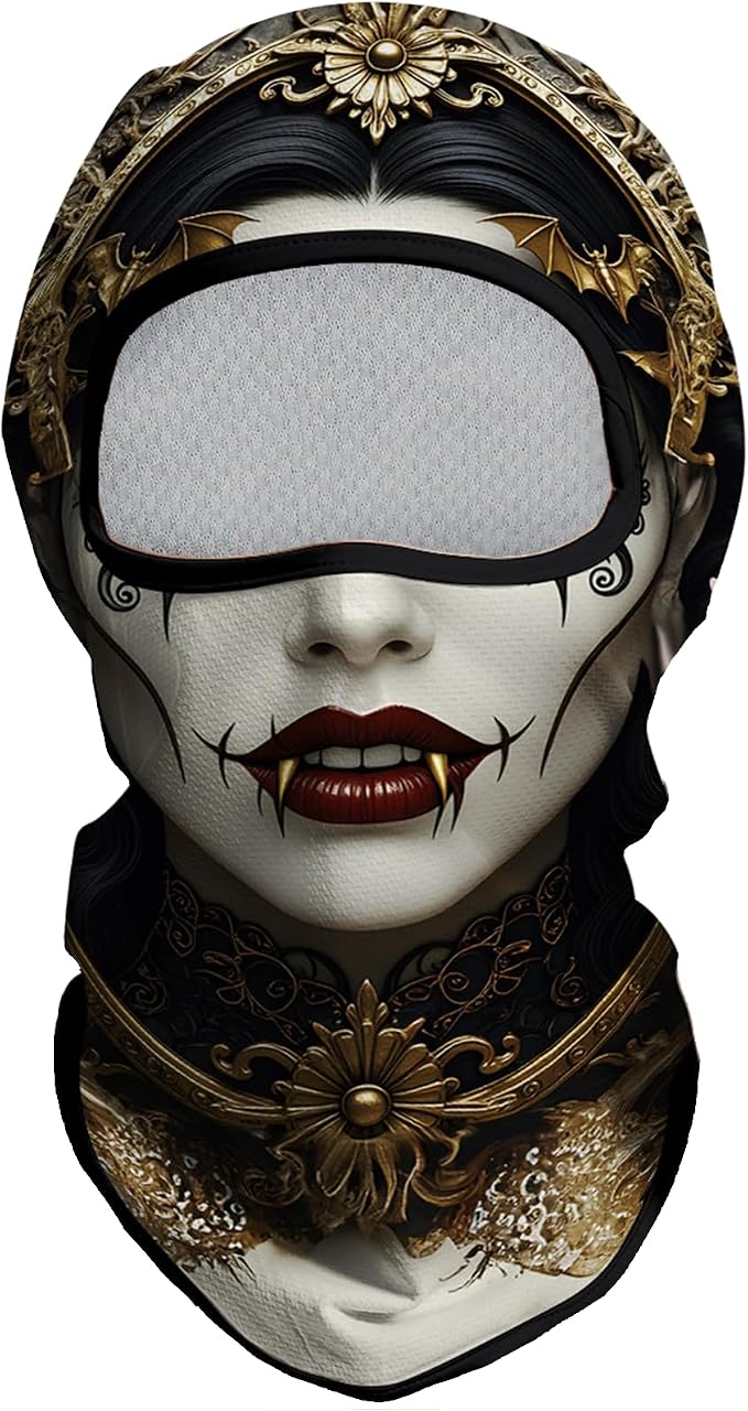 Skull Women Gray White Face With Red Lip