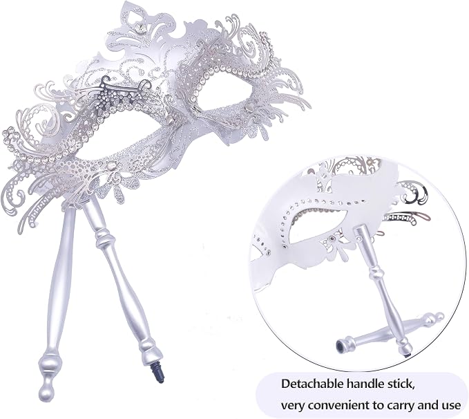 Masquerade Mask With Stick Sliver