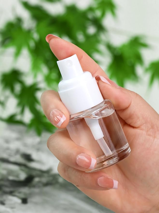 Clear Glass Bottle with White Lid