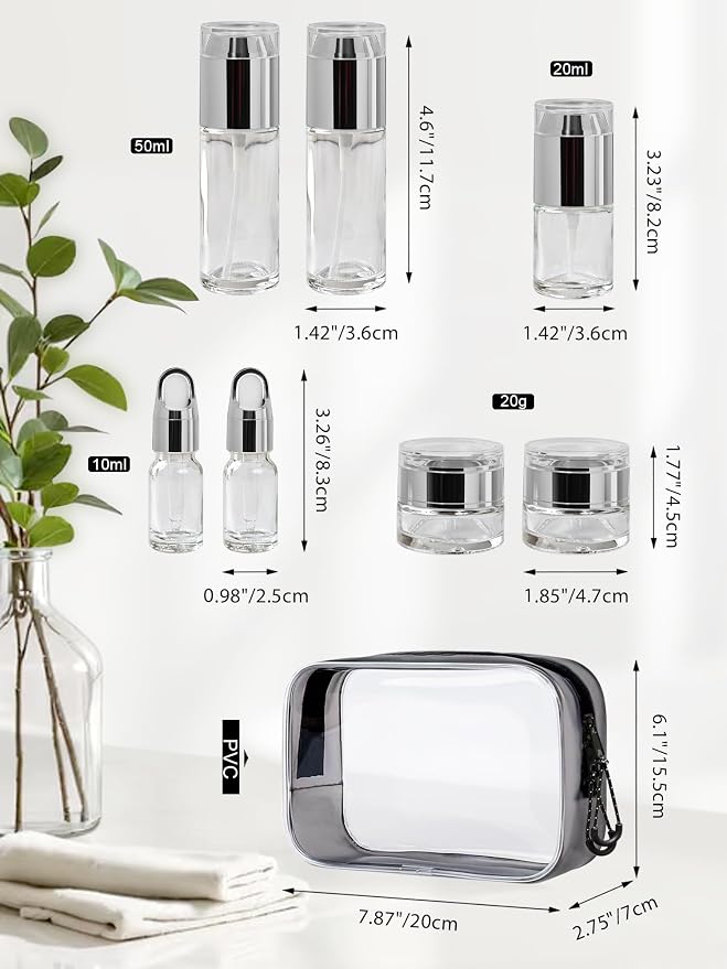 Clear Glass Bottle with Silver Lid