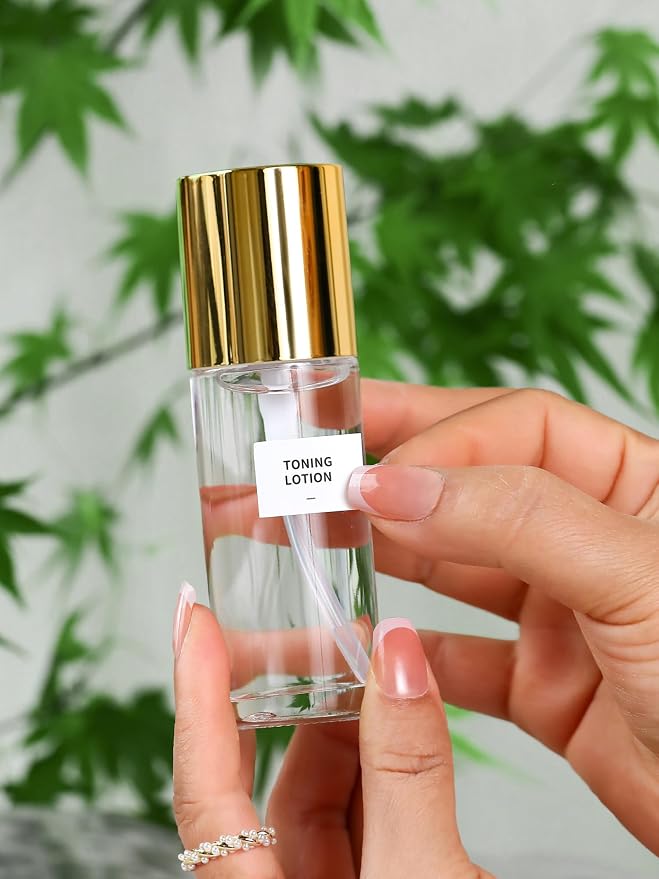 Clear Glass Bottle with Gold Lid