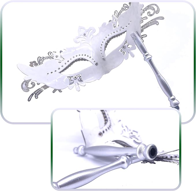 Masquerade Mask With Stick Black+purple