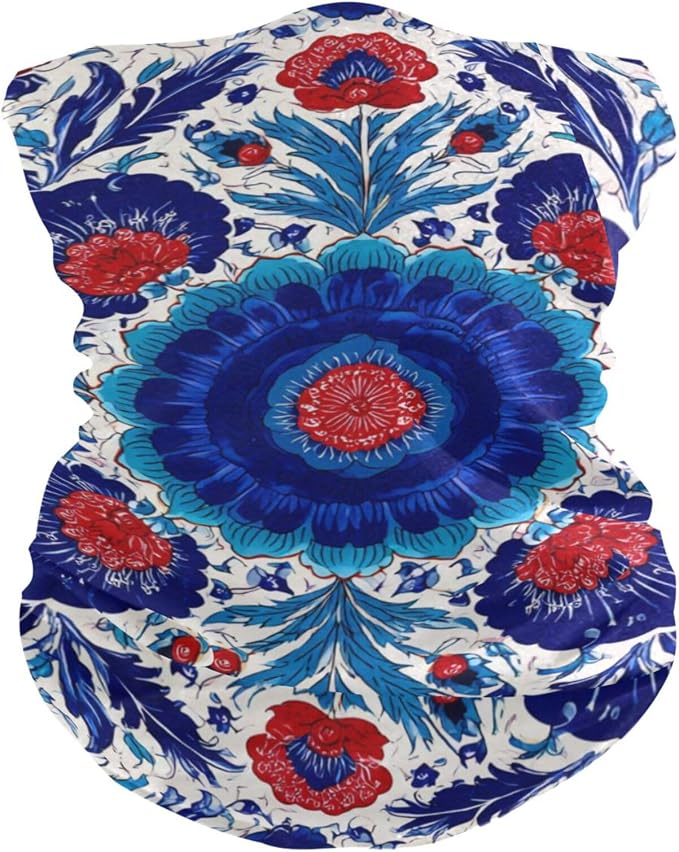 Blue White Floral Iznik Tile Pattern